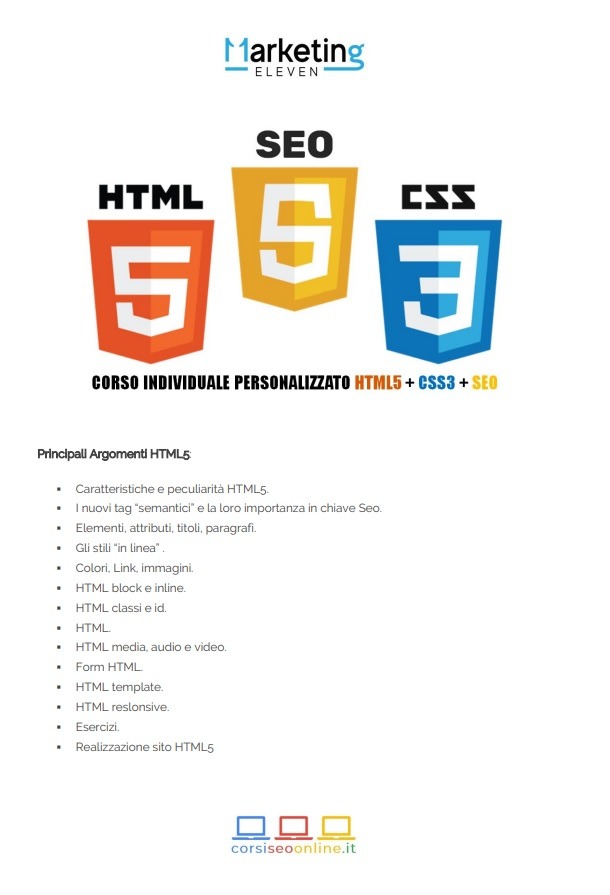programma Corso SEO HTML5 CSS3