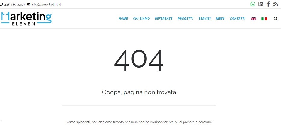 SEO audit per e-commerce, esempio pagine non trovate con errore 404
