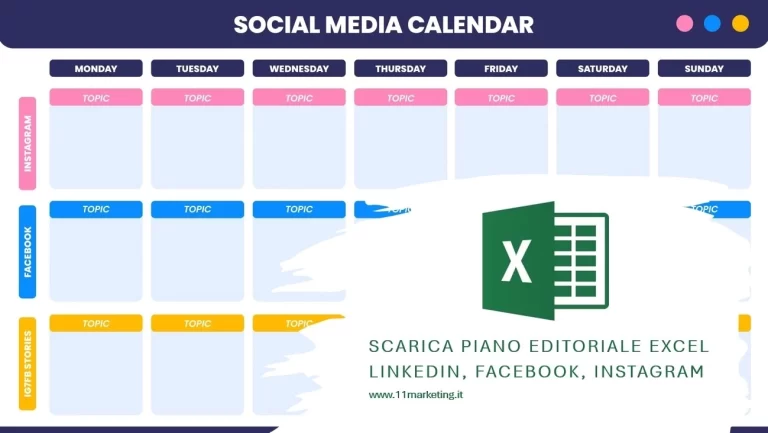 Piano Editoriale Social Excel: Facebook, Instagram, Linkedin