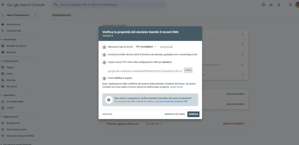 Guida Google Search Console per principianti: metodo di verifica della proprietà del tuo dominio