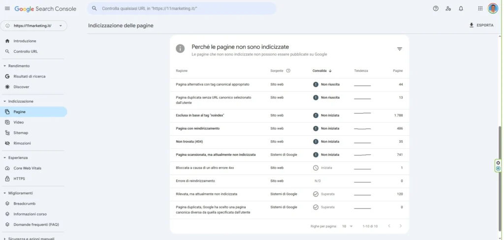 Sezione "Indicizzazione delle Pagine", Guida Google Search Console per nonesperti
