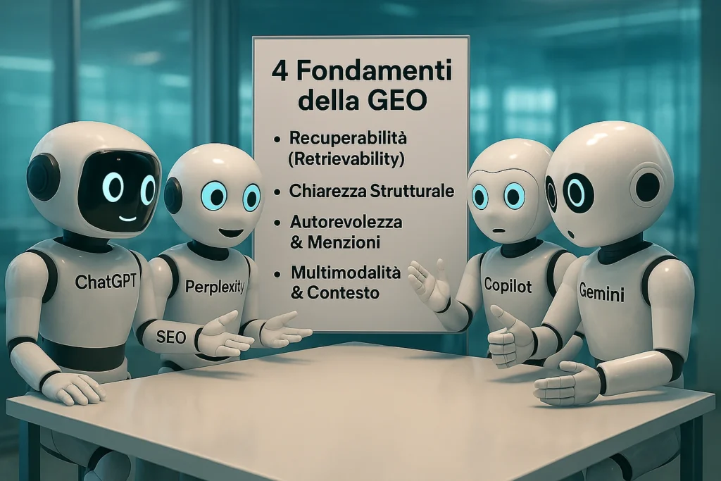 I 4 Pilastri della GEO, Guida per il posizionamento dei contenuti nelle AI 2026