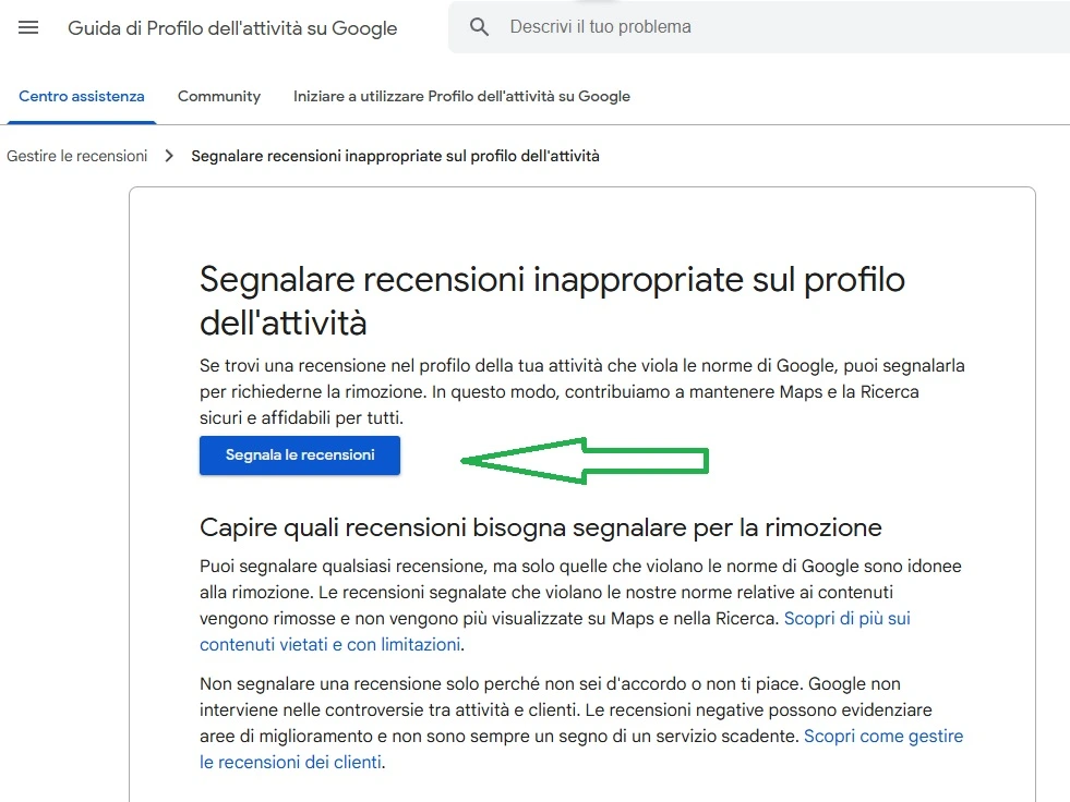 Segnala la recensione come proprietatiodel tuo Google Business Profile
