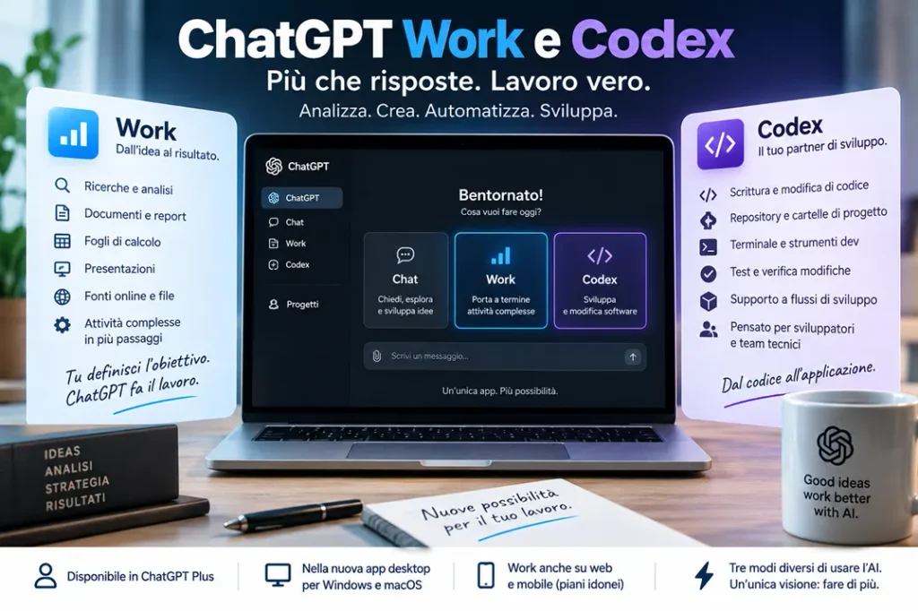 ChatGPT Work e Codex cosa sono, come funzionano e dove trovarli
