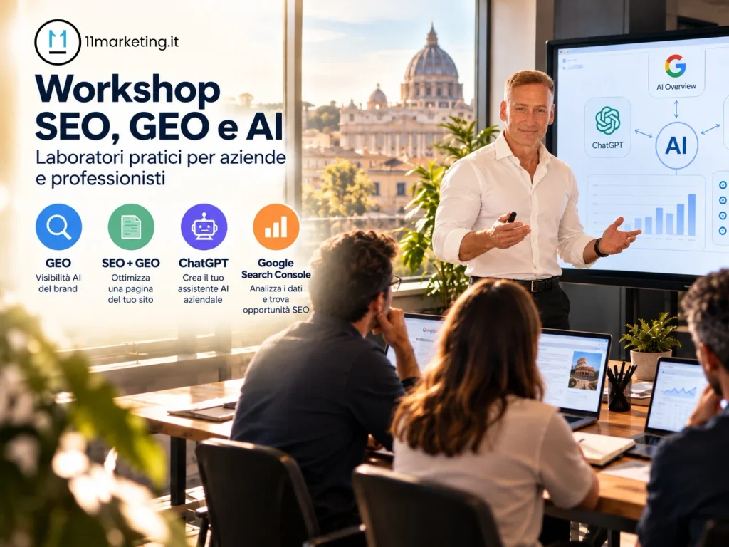 Workshop SEO, GEO e AI, formazione ELEVEN MARKETING